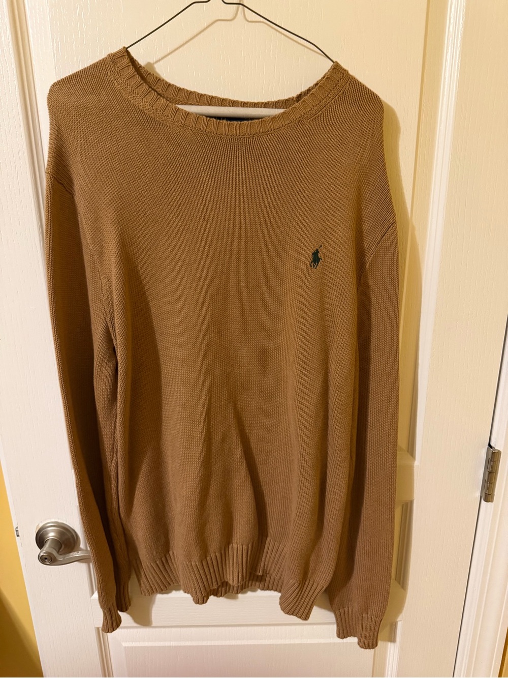 Ralph Lauren Men's Crewneck Sweater in Camel with Green Pony